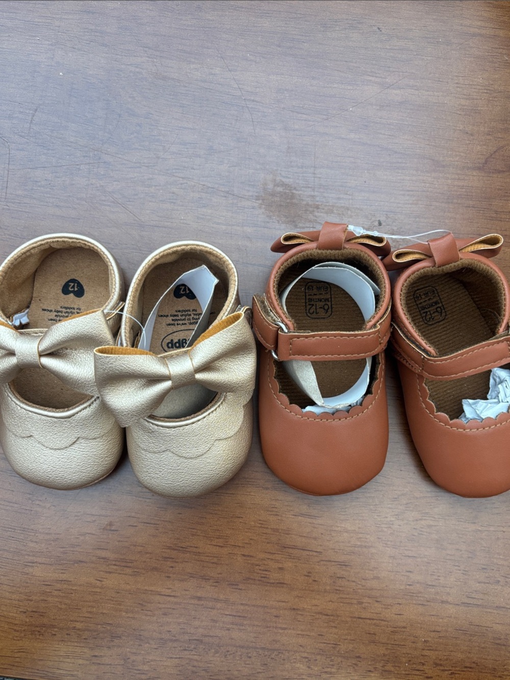 Toddler Girls Gold and Brown Mary Jane Shoes